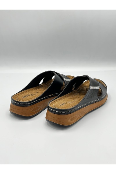 Apella Daily Women's Slippers Cross-Strapped Stone Detailed Slippers Black