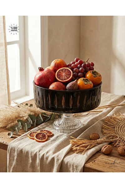 AKDEN STORE Cutting Decor Aura Glass Bowl 25cm