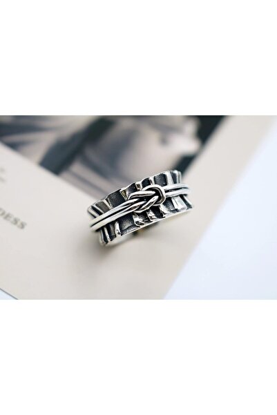 OSIRION Energy Stone Connected Knot Sterling Silver Meditation Spinner Ring S925, EU83