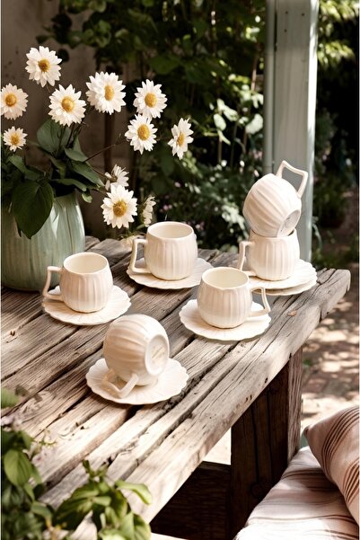 CASA DE BELLA White Daisy Porcelain Coffee Cup for 6 People