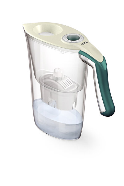 LAICA Tosca Water Filter Pitcher 2.3L with 4 Bi-Flux Universal Cartridges, White/Green