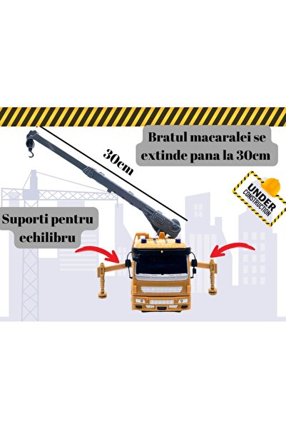 ERGINO Remote Control Crane, 4 Directions, Rotating Arm, 6 Wheels, Lights,