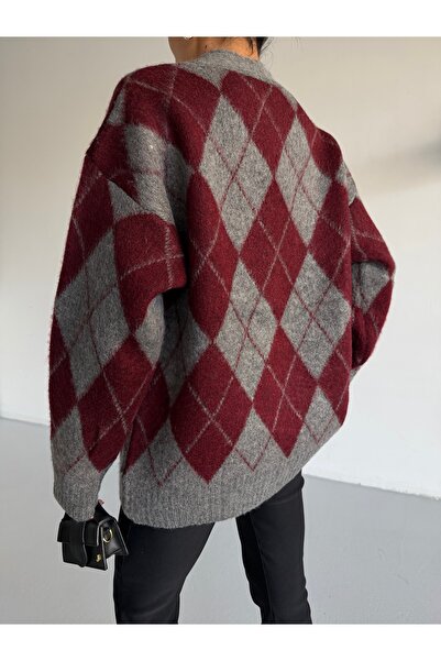 Lamierra Baklava Pattern Soft Women's Knitwear Cardigan