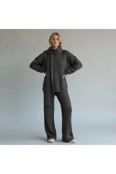 DLC Tekstil Scarf and Bottom-Top Knitwear Set