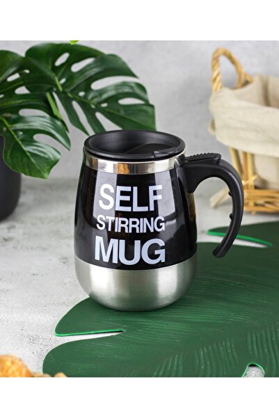 LUXURY Stainless steel coffee mug with handle / Insulated mug with self-stirring battery