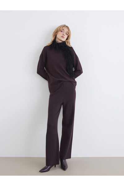 LC Waikiki Γυναικείο πλεκτό παντελόνι με ελαστική μέση και φαρδύ πόδι, νέα σεζόν