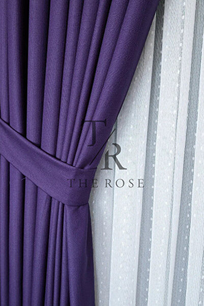 The Rose Linen Backdrop Curtain, Purple, Fabric Backdrop, Pleated, Belted, So...