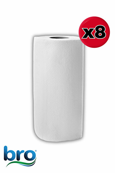 Bro Set of 8 paper towel rolls, cellulose, 2 layers, slim model