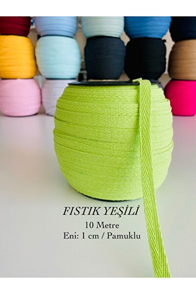 seyranat 10 Meters Width 1 cm Pistachio Green Cotton Narrow Webbing-Herringbone Bias Tape-Strip-Extrafoam-Sewing Concealer