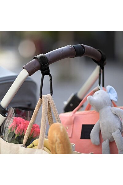 Generic X-Spring Stroller Hooks, 2-Pack Velcro Bag Hooks for Diaper Bags, Premium Faux Leather, Black