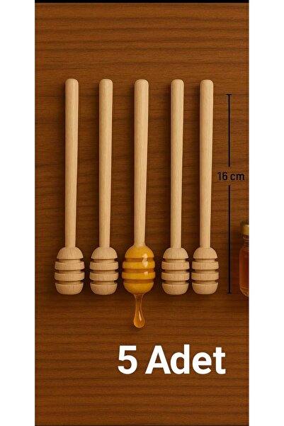 WoodBay Ahşap El Yapımı Doğal Bal Kaşığı 5 Adet - 13 Cm Ahşap Daldız Bal Kaşığı