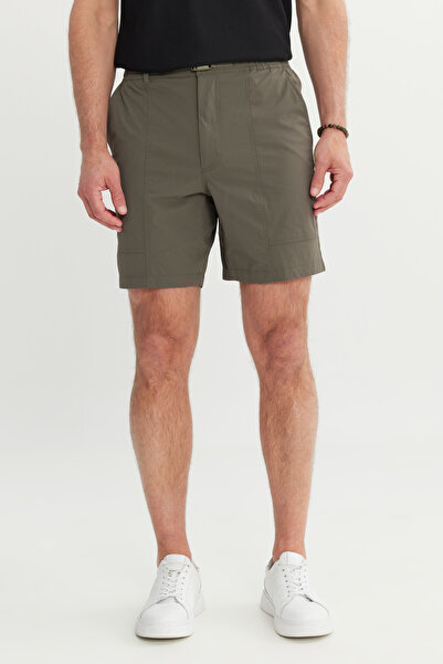 ALTINYILDIZ CLASSICS Men's Khaki 360 All-Direction Stretch Slim Fit Slim Fit Flexible Shorts with Side Pockets