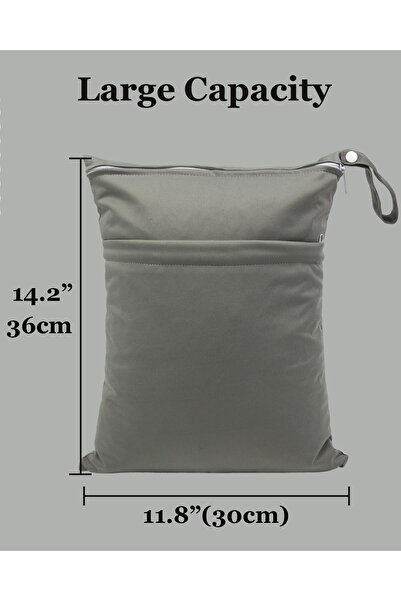 Generic Waterproof Reusable Cloth Diaper Wet/Dry Bag with Two Zipper Pockets - Navy