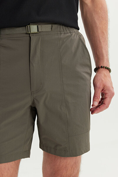 ALTINYILDIZ CLASSICS Men's Khaki 360 All-Direction Stretch Slim Fit Slim Fit Flexible Shorts with Side Pockets