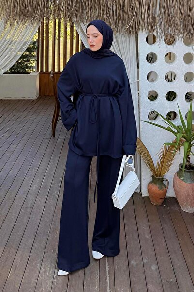 lamelif Double Hijab Suit Navy Blue