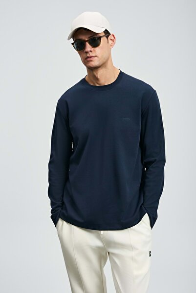 Lufian 112020056 Victor Long Sleeve T-Shirt Men's T-Shirt Dark Blue
