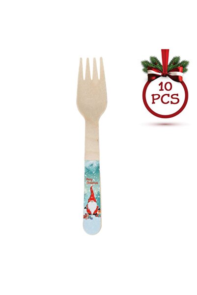 OEM Christmas Gnome Wooden Forks 16cm - 10pcs