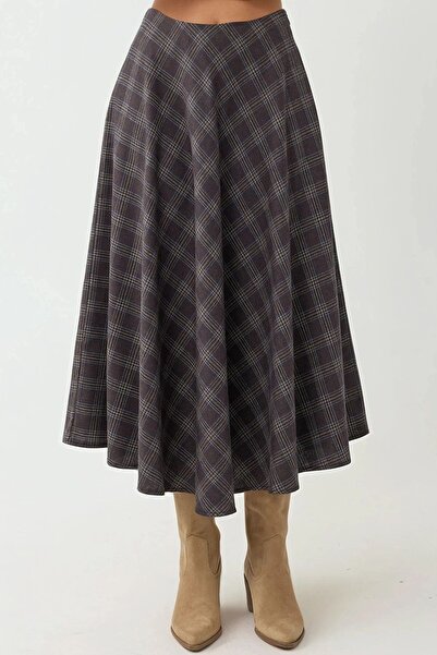 Hiccup A-Line Plaid Long Skirt
