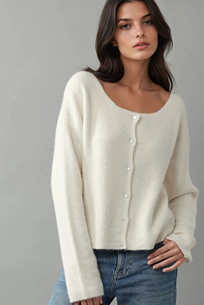 Hiccup Πλεκτή ζακέτα διπλής χρήσης με κουμπιά με λαιμόκοψη εξαιρετικά απαλή