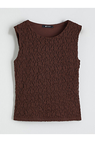 LC Waikiki Vizyon New Season Crew Neck Textured Women's Tank Top