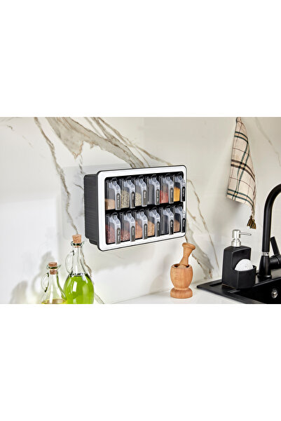 OES HOME 12-Piece Self-Adhesive Spice Bowl Set with Stand and Lid - Spice Bowl with Sticker