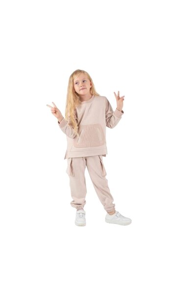Pafim Girls' Kangaroo Pocket Tracksuit Set