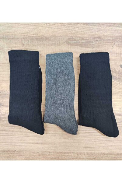 erceys Men's 3 Pairs of Towel Bottom Diabetic Comfortable Rubber Premium Series Socks