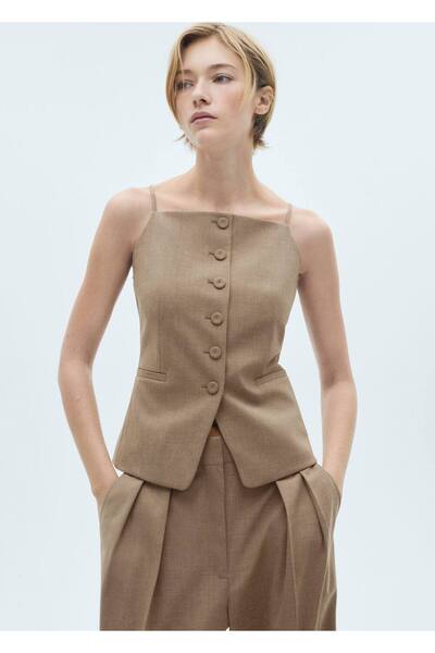 MANGO Woman Hnědá dámská vesta 77086760