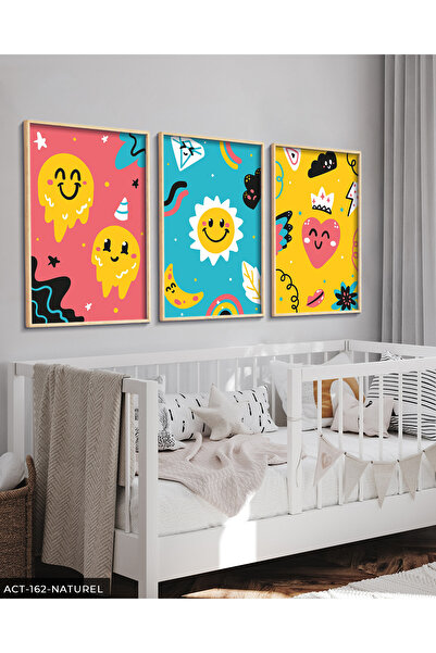 Evinemoda Desen animat colorat personaj leri Tablo ACT cu cadru din lemn din ...