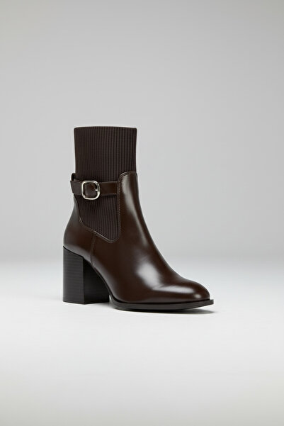 Adım Dünyası Υφασμάτινα μποτάκια με τακούνι Bitter Brown