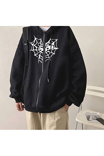 Vestiti كارديجان شبكي على شكل قلب - كارديجان شتوي كبير الحجم مطبوع باللون الأ...