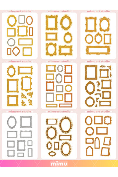 Mimu Art Studio Vintage Çerçeve Sticker Seti – Estetik Çerçeve Etiketleri, Bu...