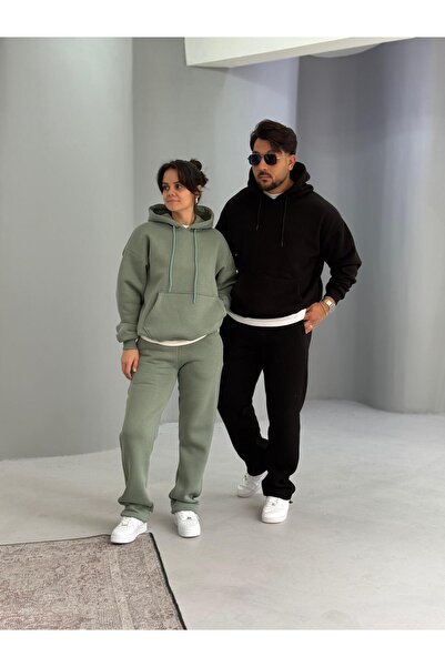 Baycombine35 Sevgili Kombini - 3 İplik Ş Fleece-Lined Tracksuit Set, Set of 4