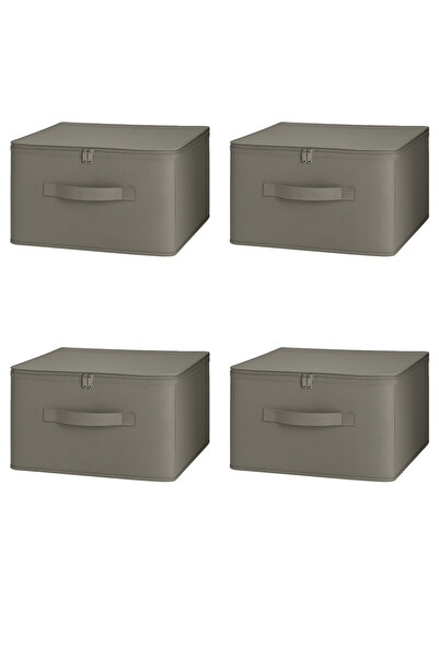 HomyJRs Large Size Smoked Color Storage and Organization Box with 4 Backed Compartments - Foldable with Zipper