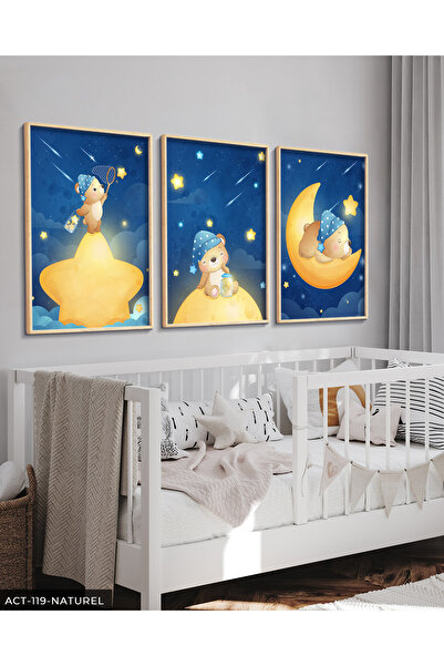 Evinemoda Slatka mačka slika u drvenom okviru od 3 dela