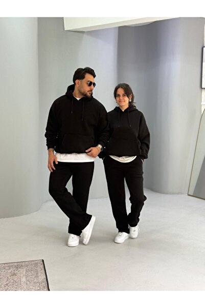 Baycombine35 Sevgili Kombini - 3 İplik Ş Fleece-Lined Tracksuit Set, Set of 4