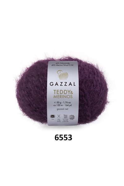 GAZZAL İPLİK Gazzal Teddy Merino Premium Fir de tricotat din pluș, Pachet de ...