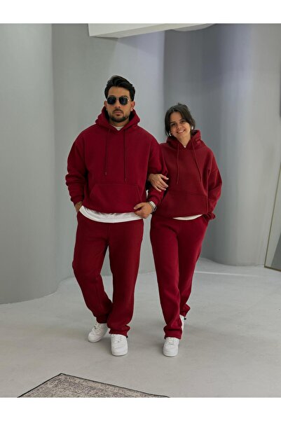 Baycombine35 Sevgili Kombini - 3 İplik Ş Fleece-Lined Tracksuit Set, Set of 4