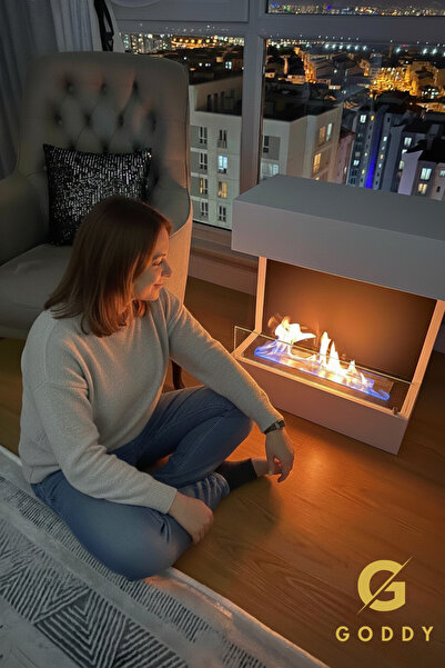 Goddy AMBİYANS BİOETHANOL BEYAZ WALLFİRE BACASIZ ŞÖMİNE 60 CM