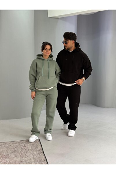 Baycombine35 Sevgili Kombini - 3 İplik Ş Fleece-Lined Tracksuit Set, Set of 4