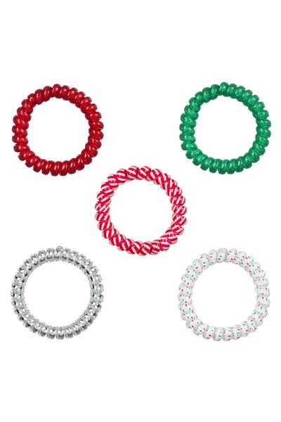 OEM Plastic Hair Scrunchies Christmas Colors - 5pcs