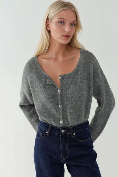 Hiccup Πλεκτή ζακέτα διπλής χρήσης με κουμπιά με λαιμόκοψη εξαιρετικά απαλή