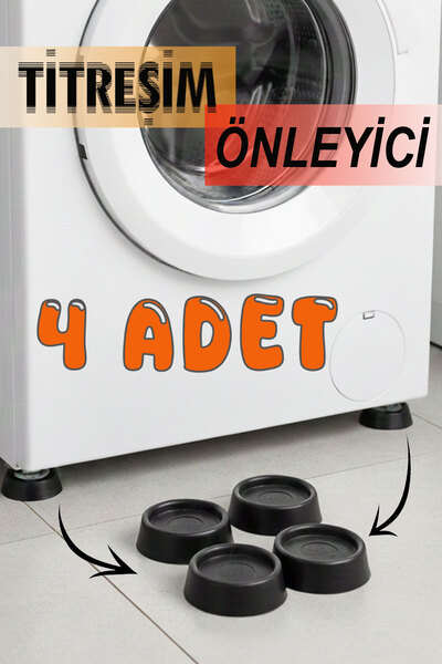 Mikasso 4 Adet Siyah Eşya Çamaşır Bulaşık Makinası Titreşim Önleyici Buzdolab...