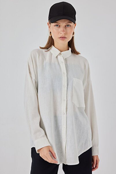 Hiccup Bdart Basic Shirt with Pocket Detail in Linen Blend
