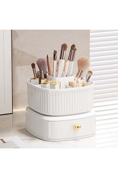 PLATINUM Est.2024 Brush storage organizer, PLATINUM Est.2024, 2 compartments, plastic, white