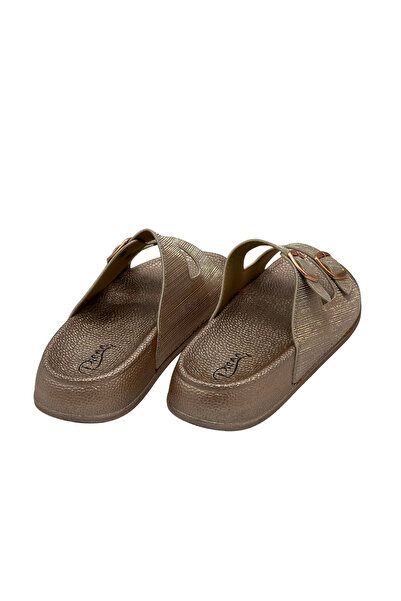 Pienn Anatomical Flexible Comfortable Silvery Printed Two Buckle Women's Slippers