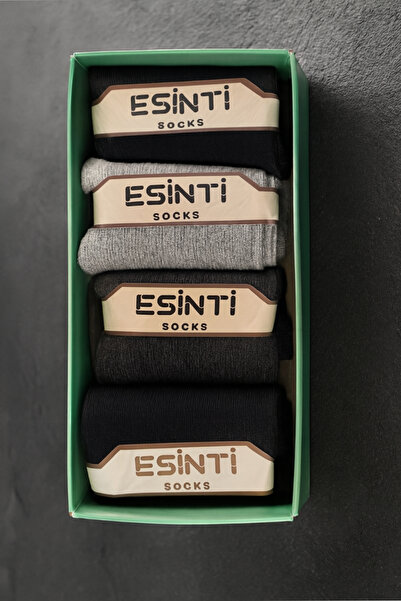 Esinti 4 Pairs Men's Stitch-Free Classic Long Bamboo Socks Gift Boxed Bamboo Socket Socks