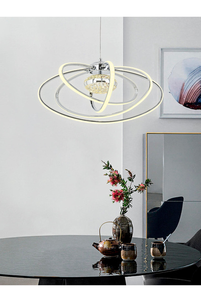 IŞILAY AYDINLATMA Seher Krom Toplu 4'lü Sarkıt (3renk Işık) Modern Led Avize ...