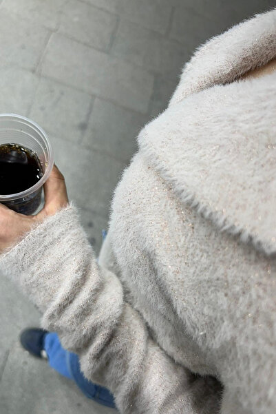 thesunfyre ΓΥΝΑΙΚΕΙΑ Πλεκτά Μπλούζα με λάμψη με λαιμόκοψη σε σχήμα V