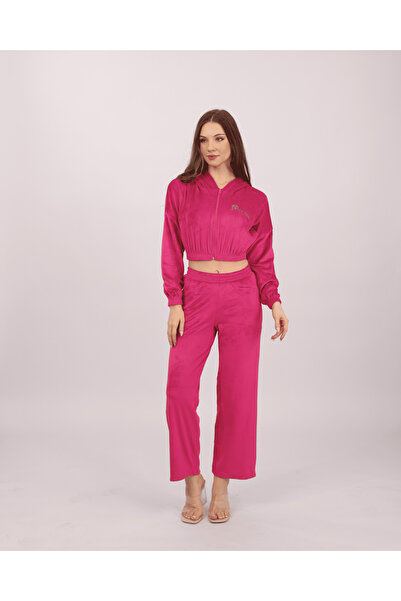 Clyfora Princess Kadife Crop Jacket Pajama Set